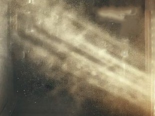 塗料ミストの粉じん化したものが拡散の様子