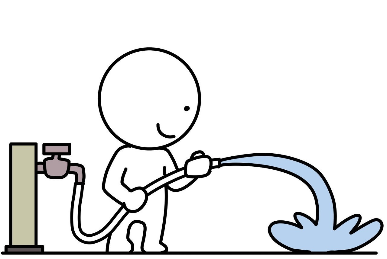 粉じん対策には水まきが基本